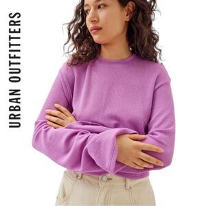 Urban Outfitters UO Urban Renewal Remnants Drippy Sleeve Ribbed Crew Neck Top